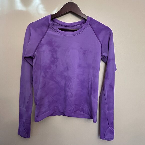 Lululemon Women Swiftly Tech Long Sleeve Shirt Marble Dye Purple Size 8 - Picture 1 of 14